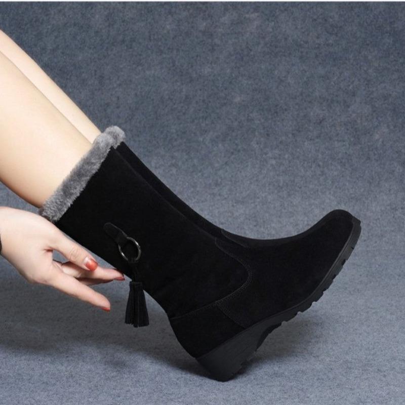 Зимние ботинки 2024 года с мягкой подкладкой для женщин, теплые мягкие туфли на плоской подошве из хлопка, нескользящие полусапожки для женщин