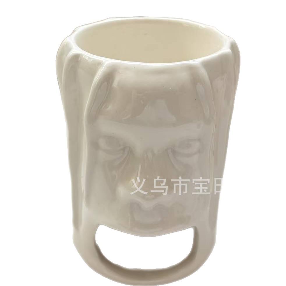 Hot-selling ceramic biscuit cup coffee cup white porcelain creative breakfast mug face milk water cup