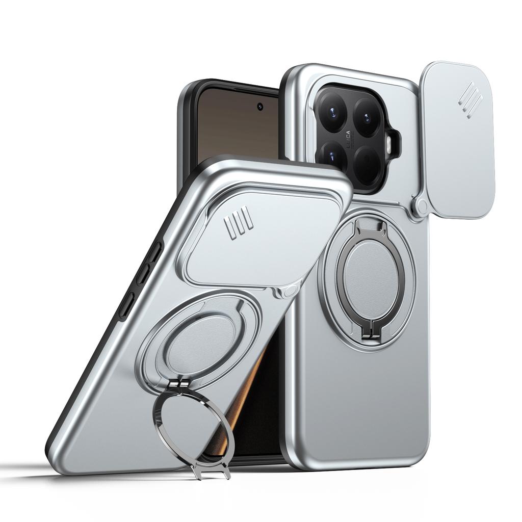 Чехол-броня с выдвижной крышкой для камеры, ударопрочный, для Xiaomi 15T Pro 5G, с металлической подставкой-кольцом, ТПУ-каркасом, защитным щитком из твердого пластика, Coque Fundas