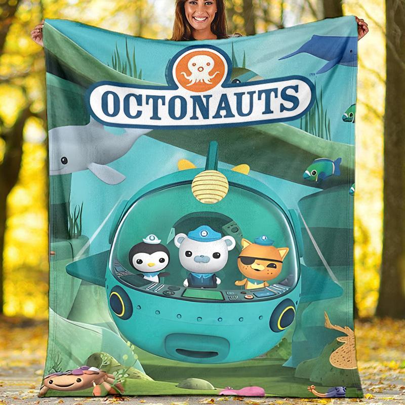 1pc OCTONAUTS1 Theme Blanket - Digital Print, Polyester, Cozy for All Seasons, Perfect for Outdoor, Camping, and Travel