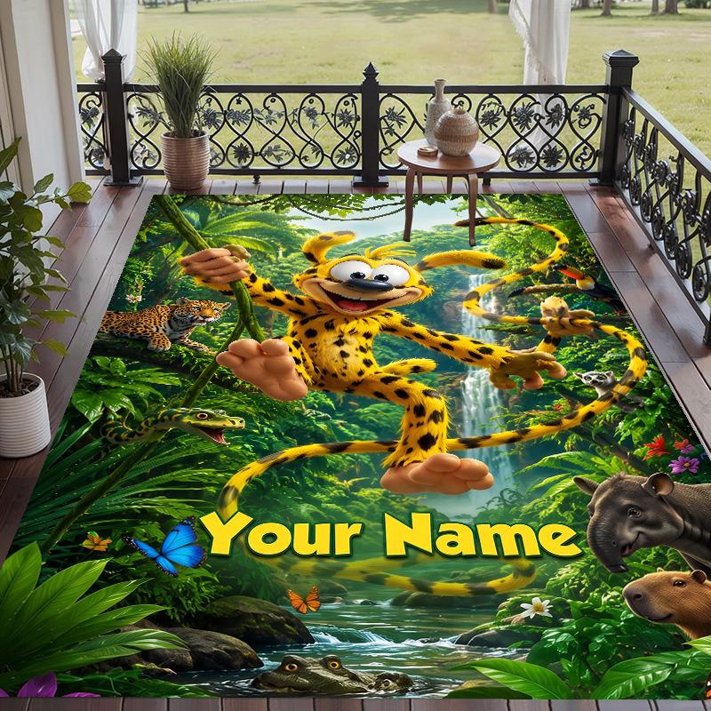 Custom Text Marsupilami Pattern Floor Rug Soft Indoor Carpet Mat Living Room Bedroom