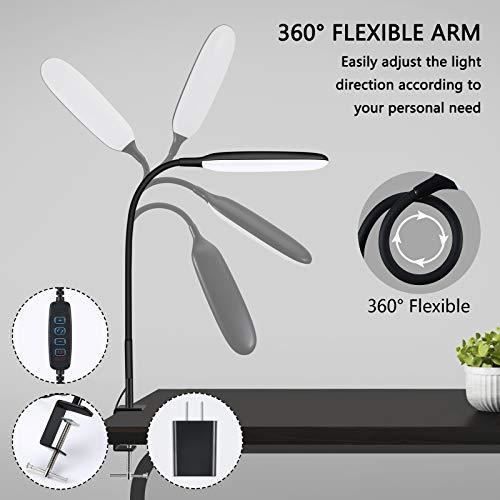 Lampe de Bureau - NovoLido - 10W - Flexible 360° - 3 Modes de Couleur - Gradation Continue