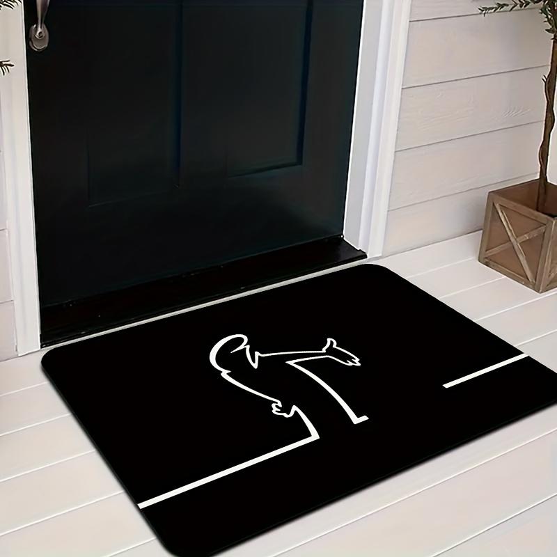 1pc Modern Black and White Lines DoorMat, Non-slip Carpet, Suitable for Living Room, Bedroom, Bathroom, Holiday Home Decoration