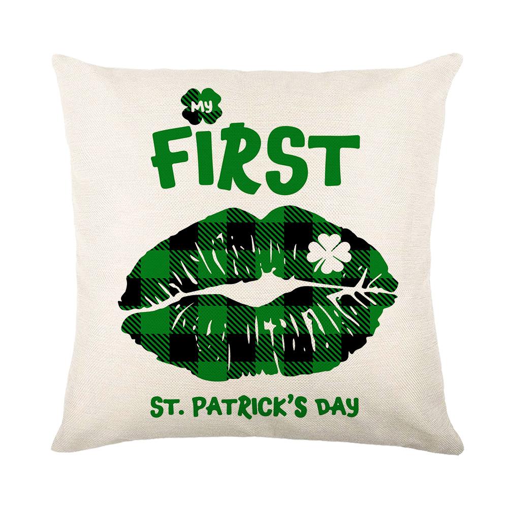 Combination Festival Cushion St. Patrick's Day Cushion Green Plaid Four-leaf Clover Sofa Cushion