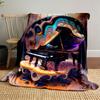 Surreal glowing grand piano with swirling, fluid, and vibrant patterns. for all seasons blanket lunch break throw gift
