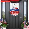 2D Flat 20cm1pc God Bless American Sign USA Flag Cap&Stars Patterns Round Wooden Pendant, Celebrate Independence Day Party Decoration Wood Crafted Art
