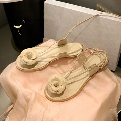 Элегантные женские сандалии с камелиями 2024 Женские шлепанцы Сандалии на плоской подошве Роскошные сандалии Женские дизайнерские брендовые Пляжные сандалии Шлепанцы