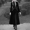 FiveFive Autumn Winter Trench Coat Outerwear Medieval Cosplay Costume Women Fashion Long Sleeve Velvet Tailcoat Jacket Vintage Gothic Long Dress Coat