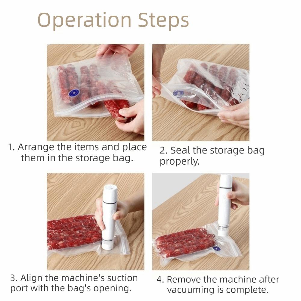 USB Rechargeable Automatic Vacuum Sealer Mini Electric Vacuum Sealer Food Bag Sealer  Travel