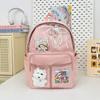 Student Simple Backpack With Transparent Compartments And Pendant Badges