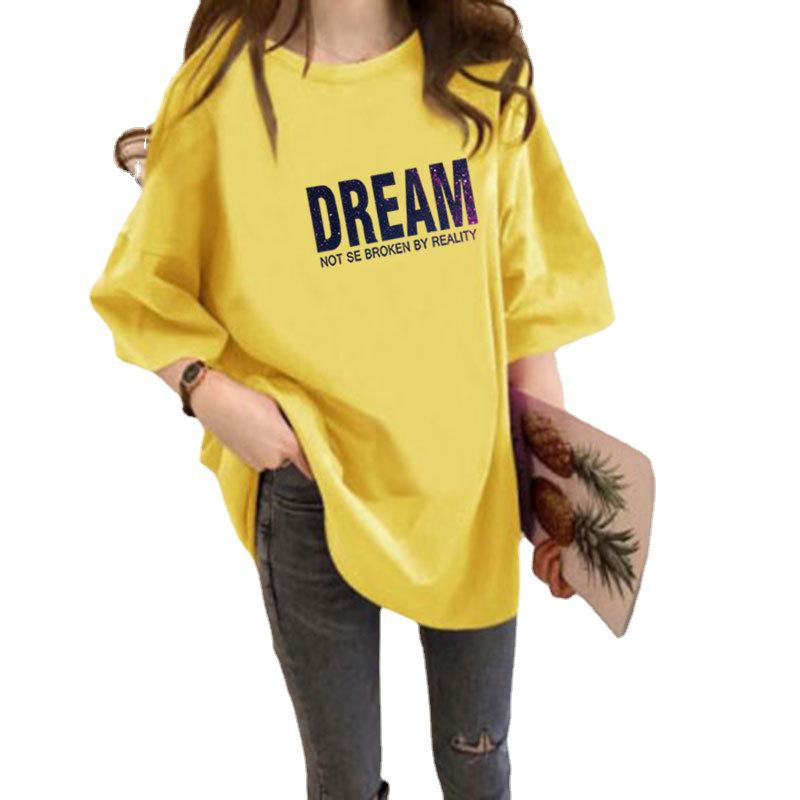 Летняя женская футболка большого размера в корейском стиле, модная повседневная с коротким рукавом, 2025