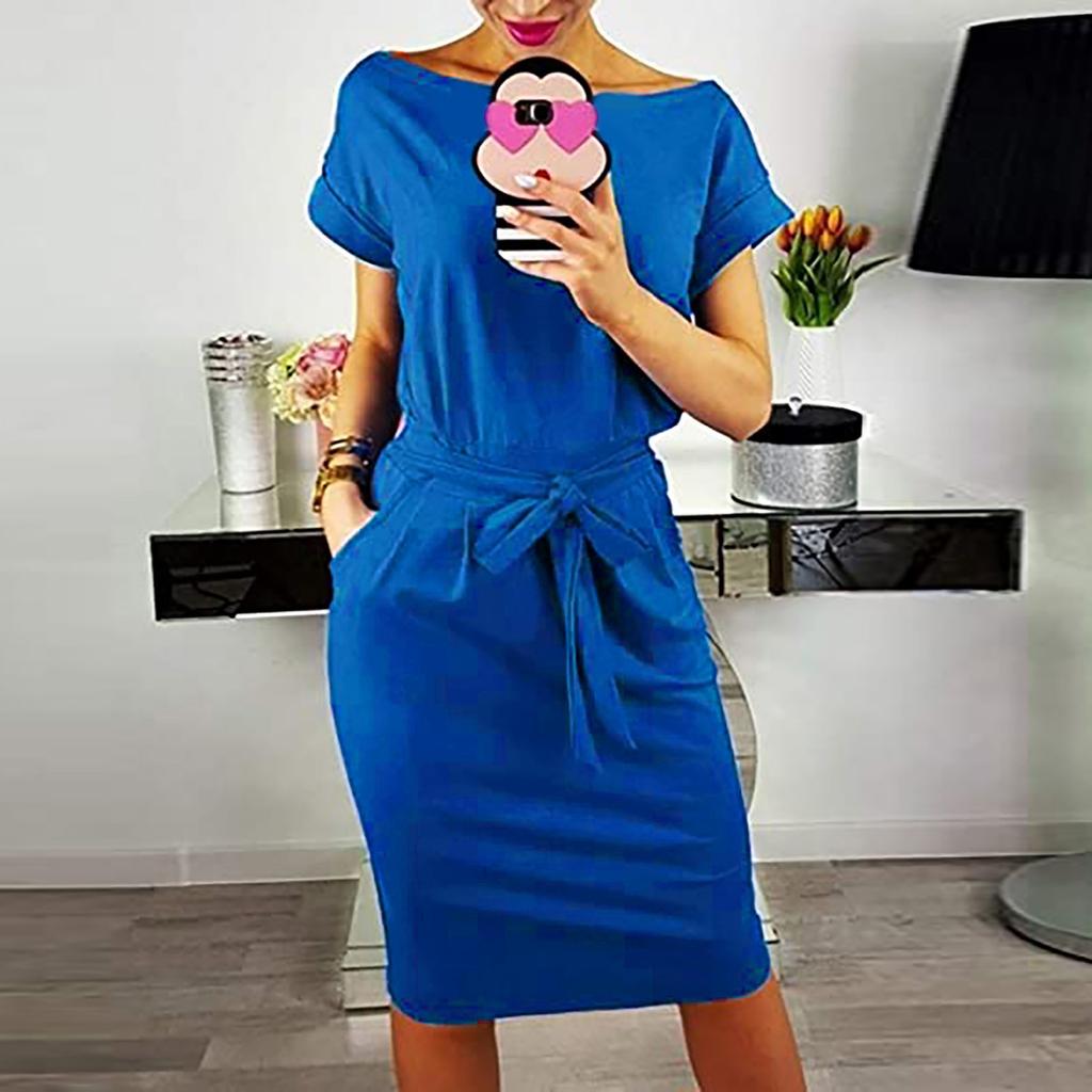 Women' S Fashion Cool Solid Color Casual Formol Party Short Sleeve Elegant Dress