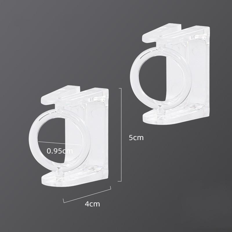 2Pcs Curtain Rod Fixed Holder 360° Rotating Circular Transparent Curtain Rod Hook Hanging Rod Ring