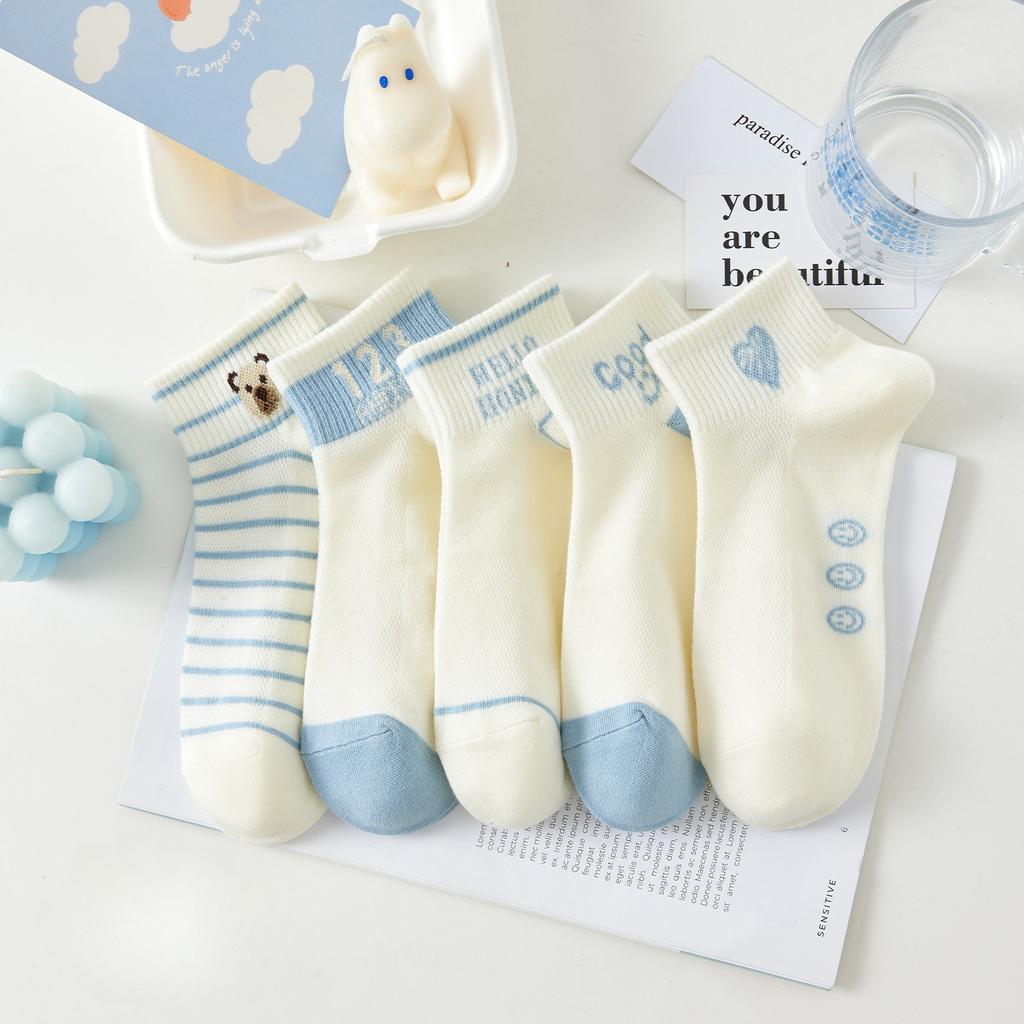 5 Pairs of Short Socks Women's Cute Stockings Soft, Breathable, and Comfortable Socks