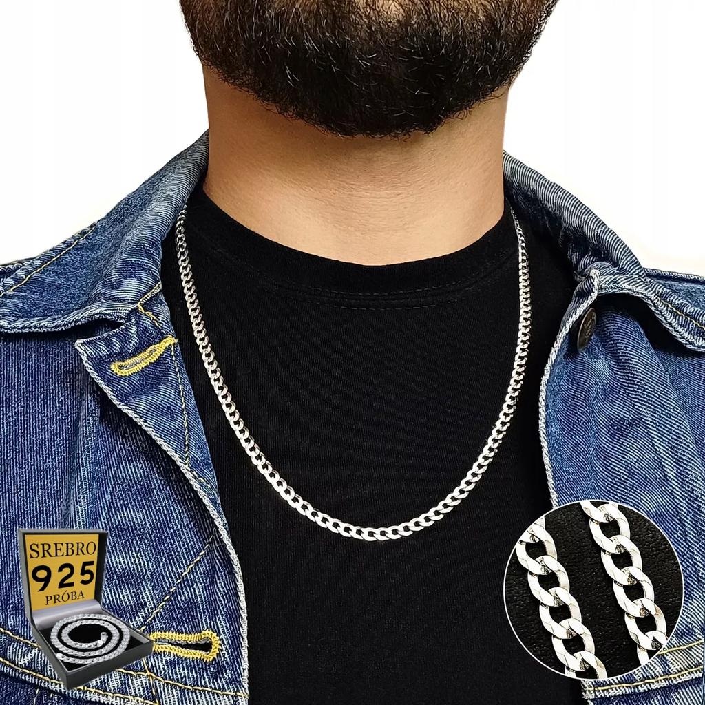 Silver Men' Chain Cuirass 925 SILVER DIAMONDED Italian 5mm FULL