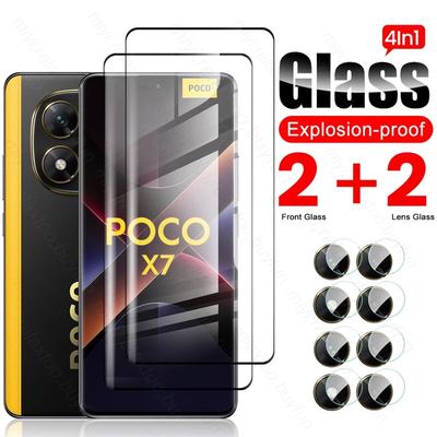 4 в 1 9D Закаленное Стекло Для Xiaomi Poco X7 5G Изогнутый Защитный Экран На Little Poko Poxo X7 X 7 X7 PocoX7 5G Стекло Для Камеры