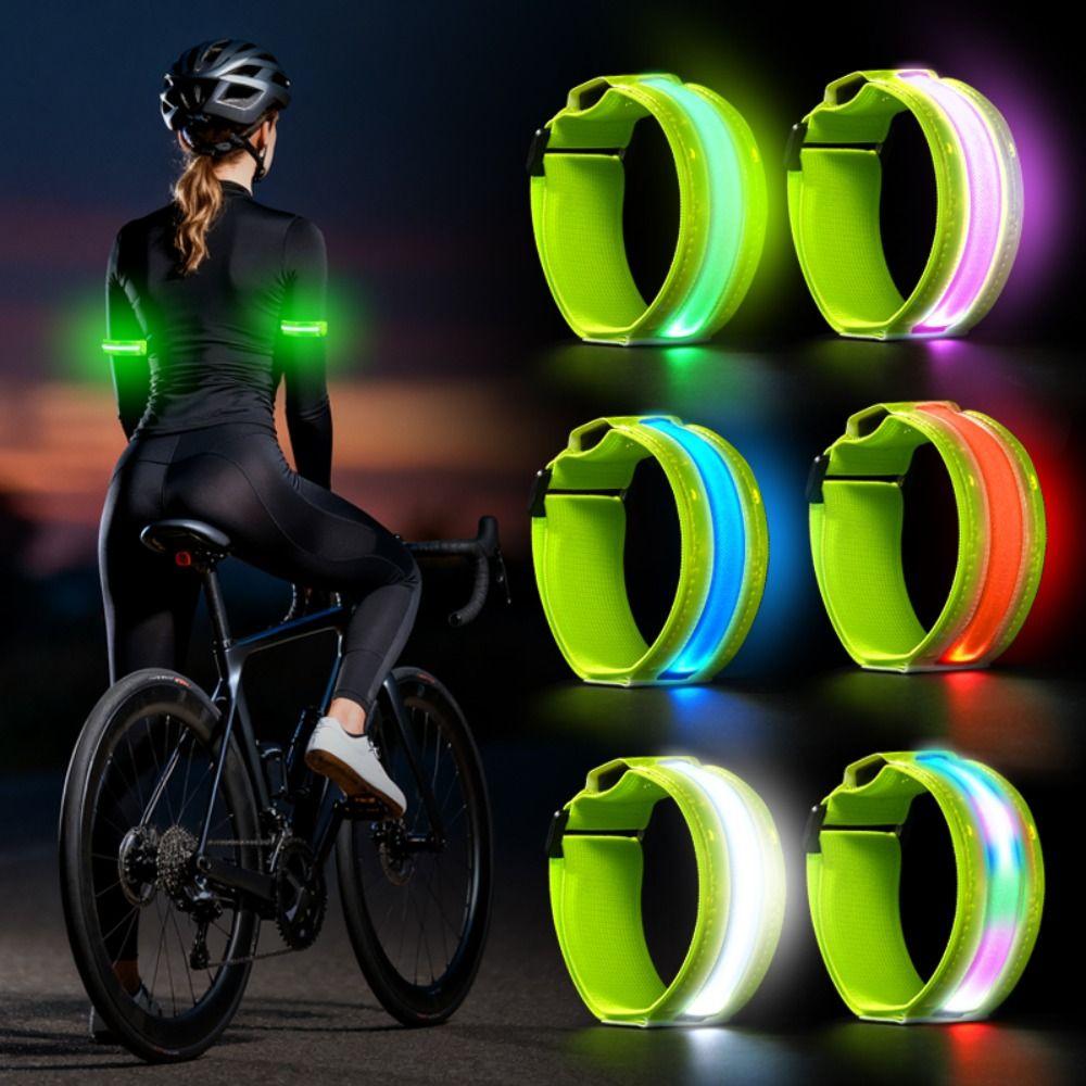 2Pcs Waterproof Luminous Arm Band Safety Night Reflective Armband Cycling Activities