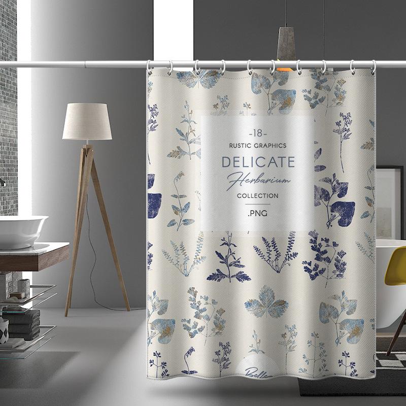 Bathroom Thickened Waterproof Curtain Mildew Proof Shower Curtain Shower Partition Curtain Shower Curtain Bathroom Curtain Free Perforation