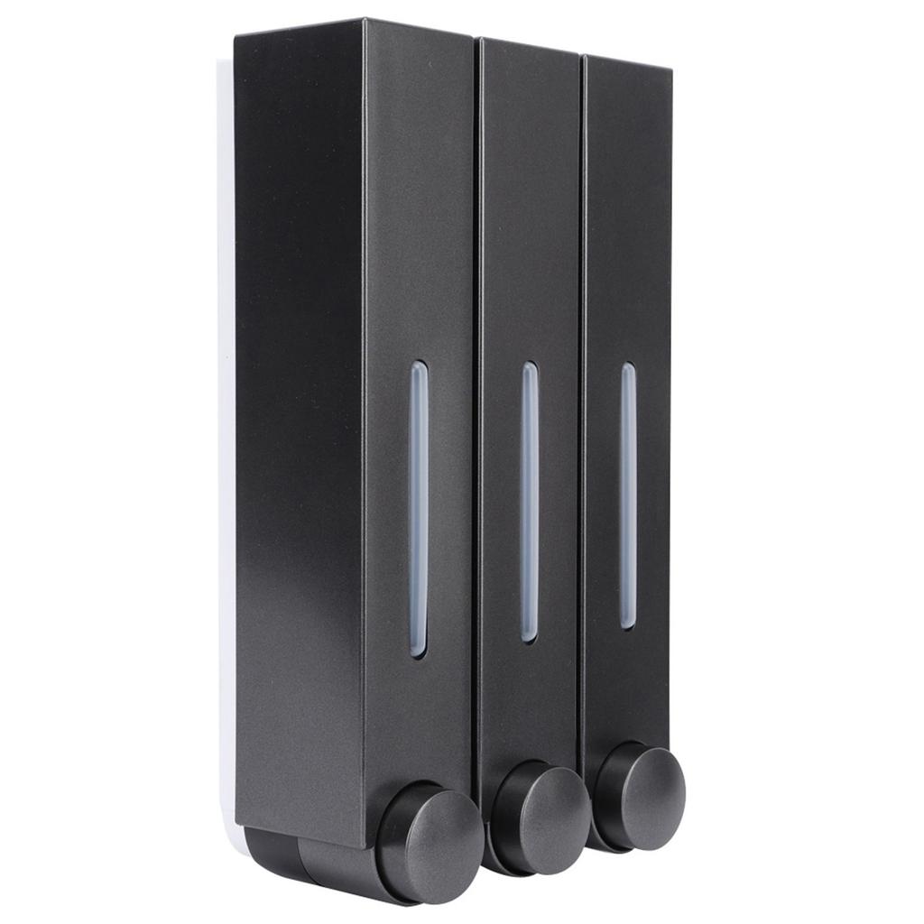 Wall Mount Shower Liquid Soap Dispenser Three Head Shampoo Dispensers for Hotel Bathroom6028 Black