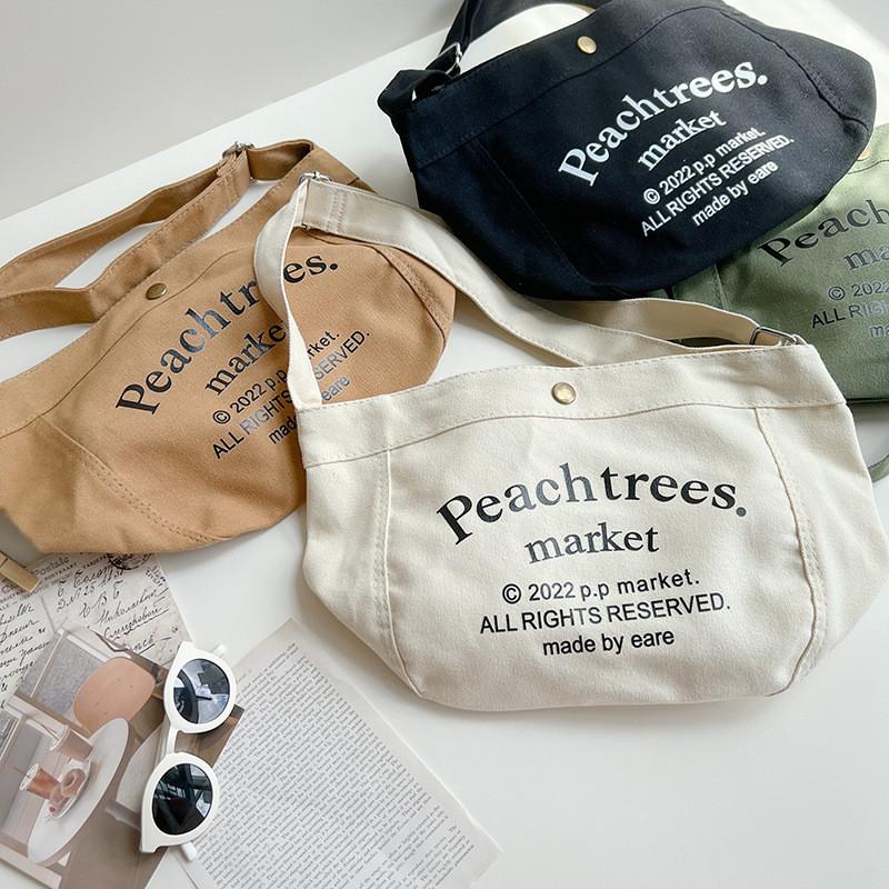 Детская холщовая сумка через плечо с принтом букв и большой вместимостью для повседневного использования