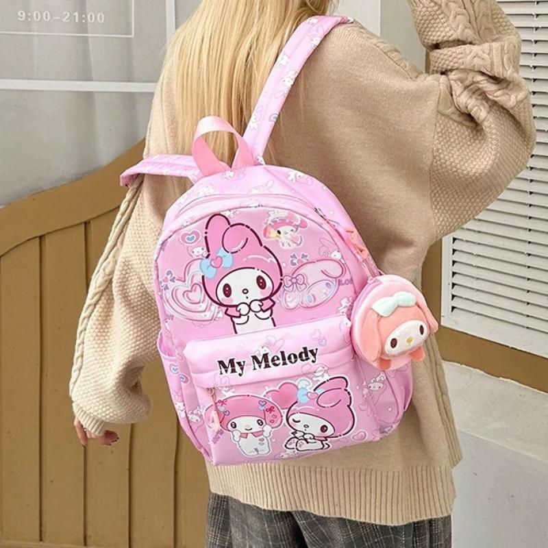 Miniso Kuromi Melodi Themed Unisex Bag/durable Nylon Material/character Design withAdjustableShoulderStraps/large Capacity/lightweight and Comfortable