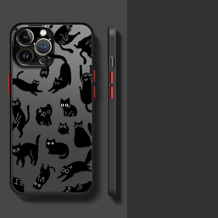 Чехол для iPhone 17 Pro Max 14 15 13 Mini 7 8 SE Air XS XR 16 Plus 12 11 Funda Задняя крышка телефона Милый мультяшный кот