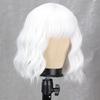 MISS WIG Женская мода Короткий волнистый парик с челкой Синтетическое волокно Чистый белый волнистый парик Косплей Одежда для вечеринок на Хэллоуин