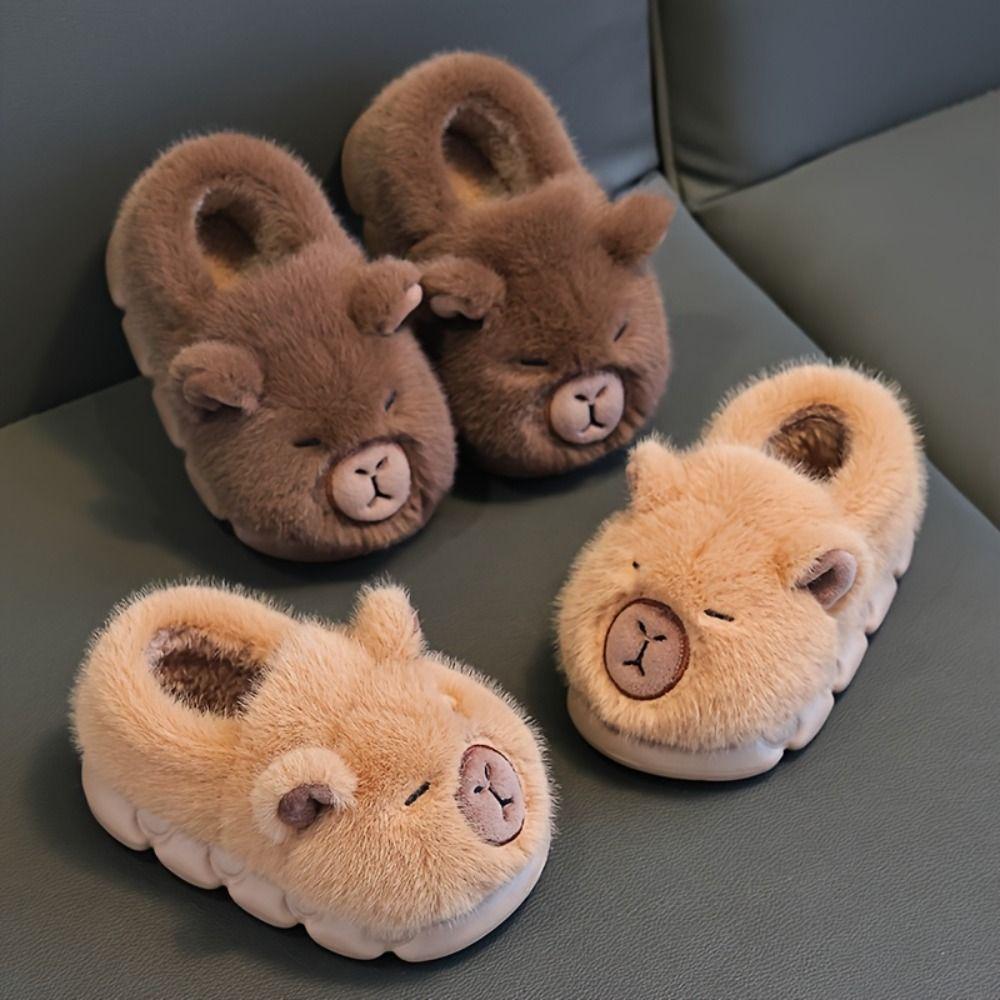 Теплые детские тапочки Капибара Пушистые тапочки Милые хлопковые ботинки Зима