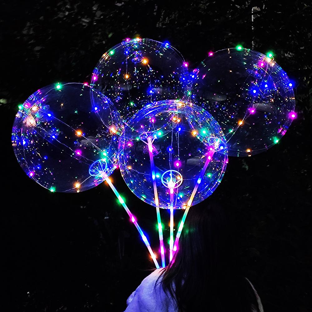 5/10/15/20 Пачек Светящиеся LED Шары Бобо с Цветной Ручкой 120см Светящийся в Темноте Шар Бобо Украшение для Свадьбы Дня Святого Валентина