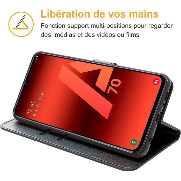 Etui Portefeuille - GENERIC - Samsung Galaxy A70 - Cuir - Multifonction - Support Vidéo