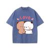 Bubu Dudu Kawaii Clothing Women Couple T-shirt Retro Washed Vintage Panda Bear Cute Cartoon Women T-shirt