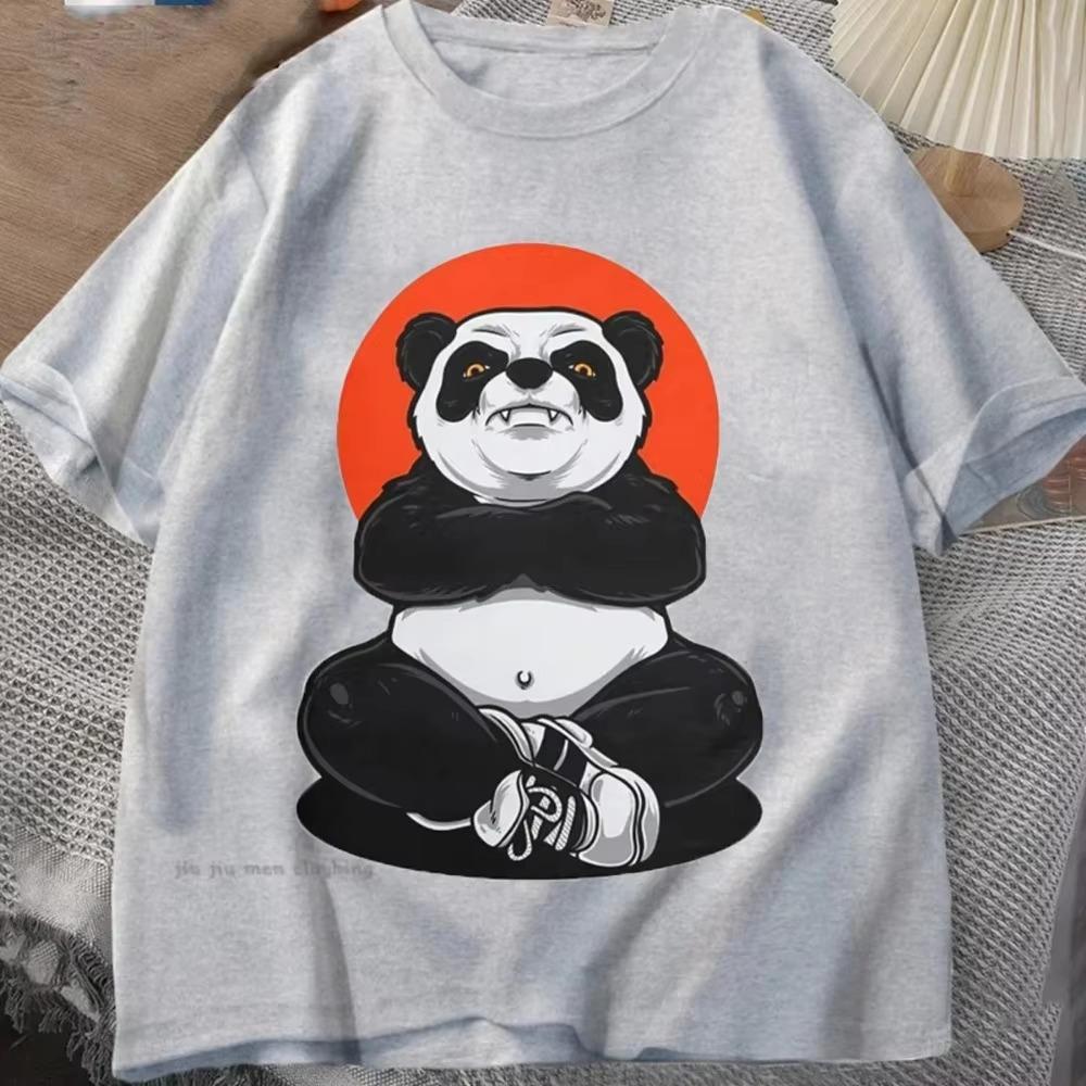 Indignation Panda Printing Мужские футболки из хлопка с коротким рукавом, дышащие топы, летние мужские футболки в стиле Харадзюку, свободные футболки