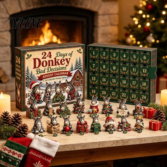 Interactive Holiday Game Shih Tzu Advent Calendar, 24-Day Countdown Toy Set with Mini Dog Family to Christmas Figures, Tree Hanging Decor, Gift