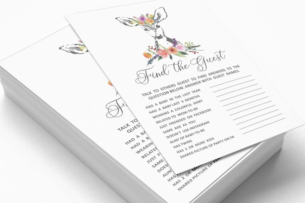 Inkdotpot 50 BabyA AlphabetA ABCA GameA Олени Животные Baby Shower Игра Гендерно-нейтральная вечеринка