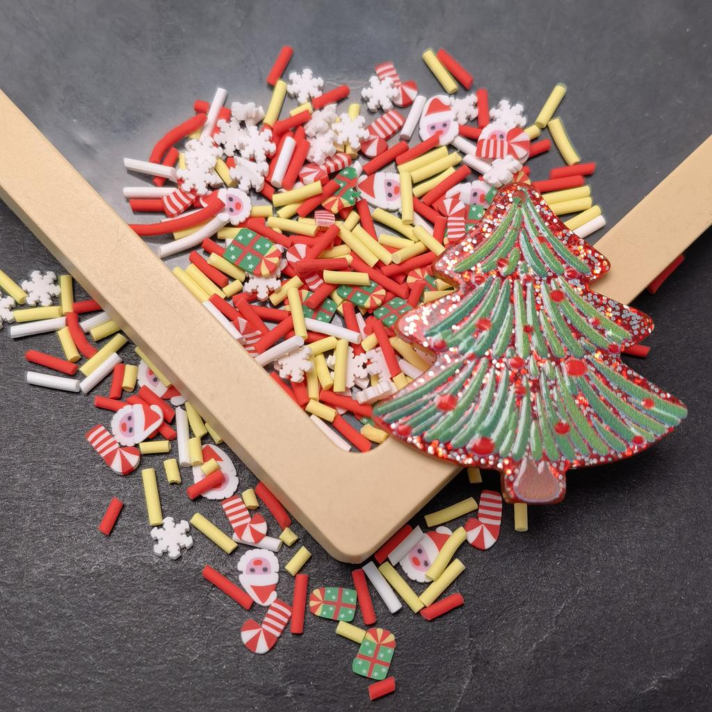 500g/Bag Christmas Themed Polymer Clay Slice Winter Xmas Holiday Soft Clay Sprinkles for Scrapbooking Phone Case Decor
