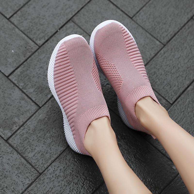 Women Sneakers Vulcanized Shoes Sock Sneakers Women Summer Slip On Flat Shoes Women Plus Size Loafers Walking Flat