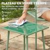 Garden Bistro Set, 3-Piece, Tempered Glass Coffee Table, 2 Slatted Chairs, Green