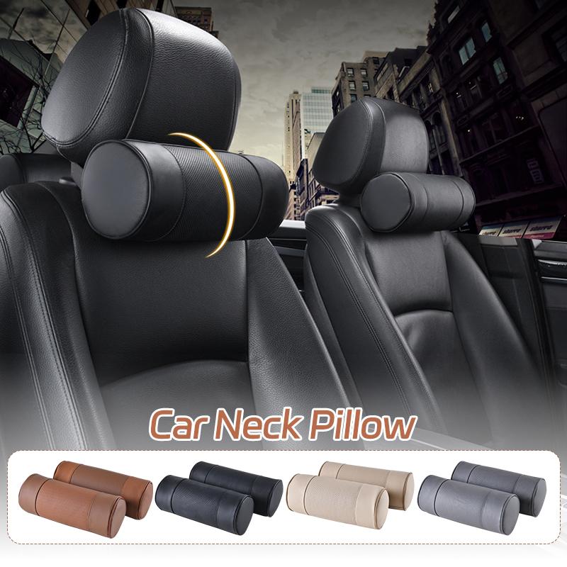 1/2 шт. подголовник автомобиля с эффектом памяти, подушка для шеи, натуральная кожа, круглый шейный валик, офисное кресло, цилиндр, подголовник, опорная подушка