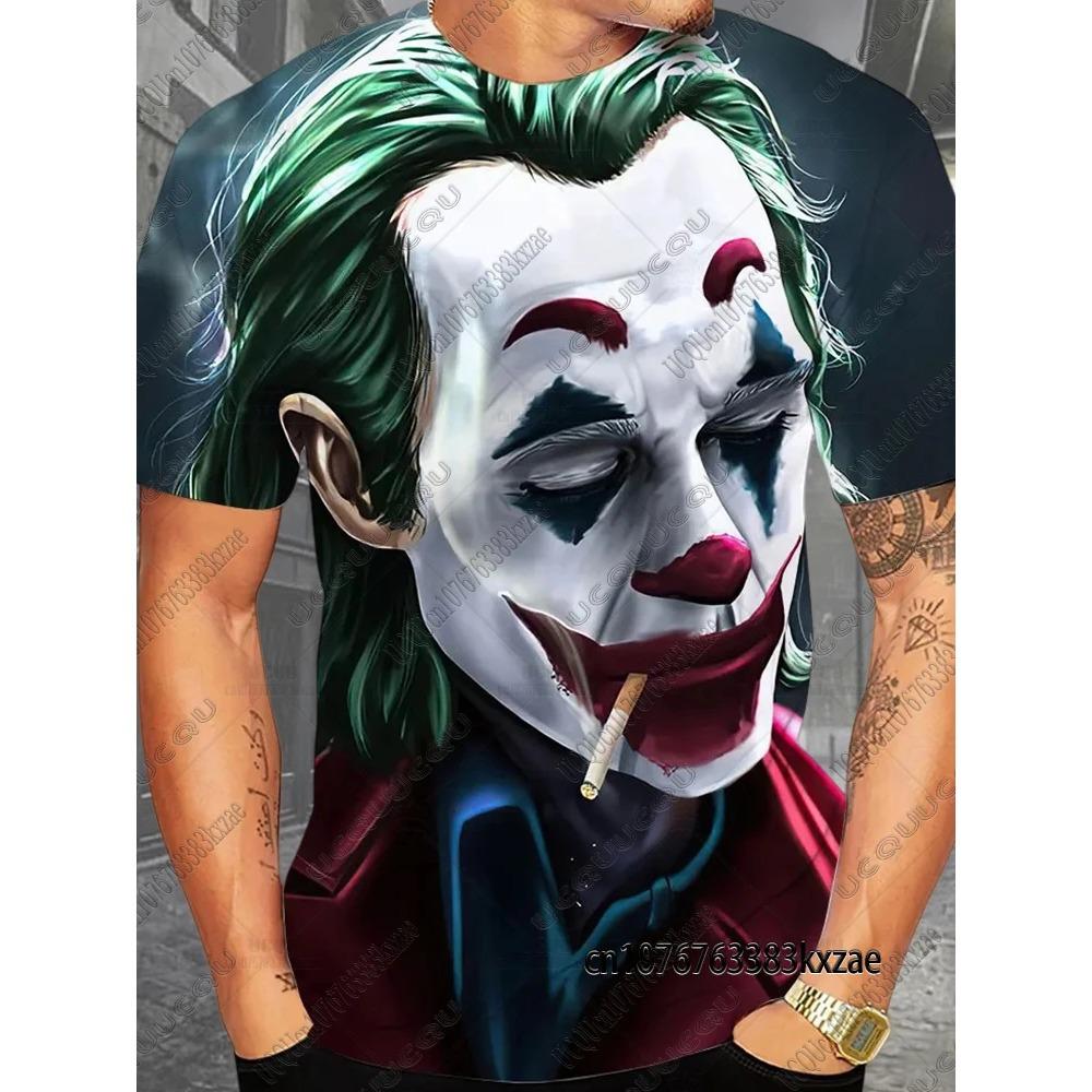 Летние Новые Футболки с Принтом Джокера из DC Comics Классические Винтажные 3D Футболки с Джокером Повседневные Футболки с Круглым Вырезом и Коротким Рукавом Мужская Одежда