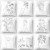 Line Drawing Female Cushion Cover Home Sofa Decoration Polyester Pillowcase