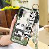 Shockproof Wrist Strap Phone Case For LG Velvet 4G/5G Silicone Soft case Durable Kickstand Cartoon Lanyard Panda Ring