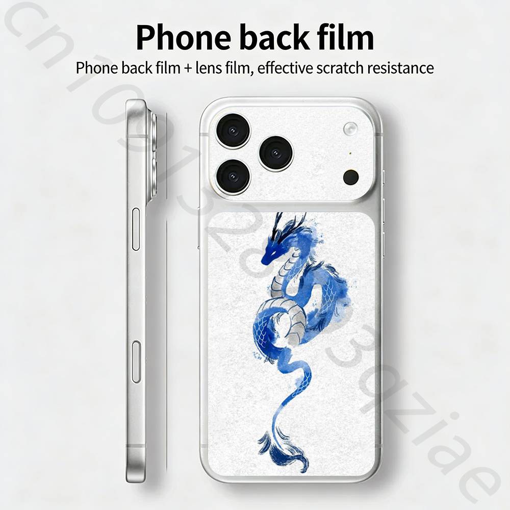 Дракон Для iPhone 17 pro Max /17 pro Полное Покрытие Наклейка Кожаная Обёртка 3D Цветная Задняя Защитная Пленка-Стикер