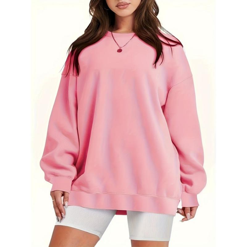 Женская свободная толстовка больших размеров с длинным рукавом и круглым вырезом, пуловер