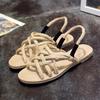 2024 Gladiator Platform Sandals Retro Oxford Handmade Beach Shoes Rome Cross-tied Comfortable Non-slip Low Heels Sandals Women