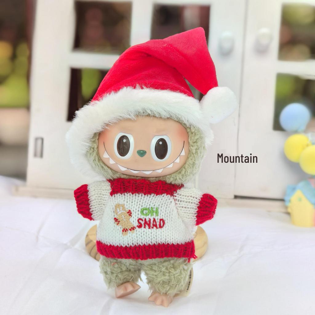 Лабубу 17 см Рождественский костюм оленя: Комплект накидка и свитер для куклы