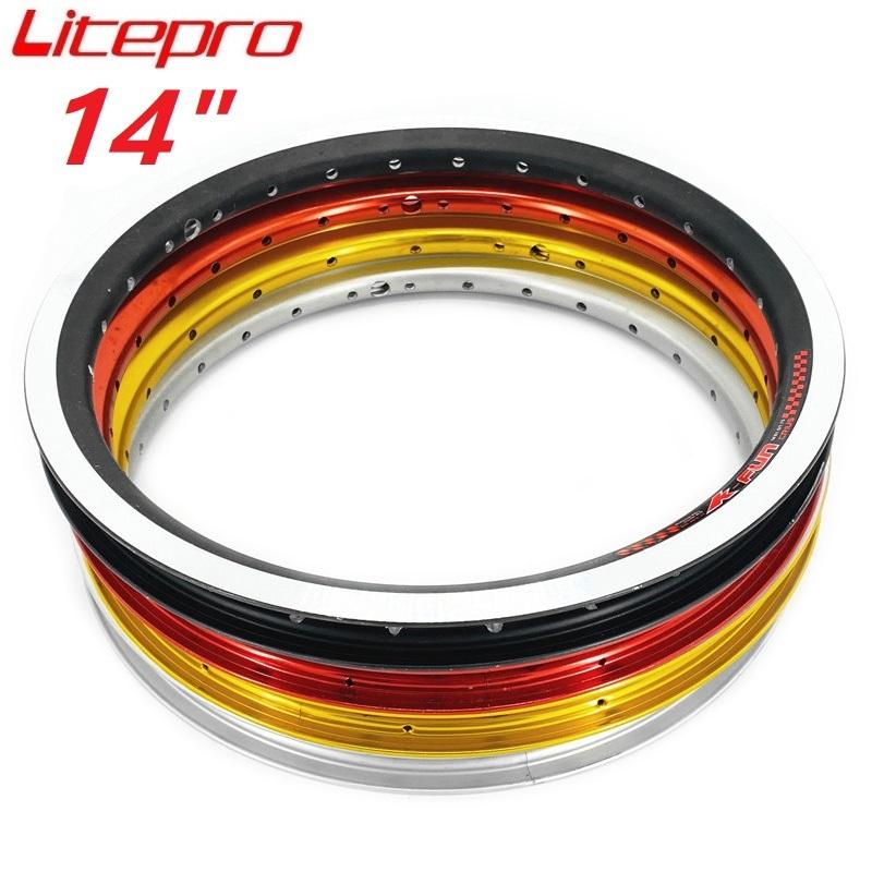 Litepro 14" Kids Bicycle Folding Bike Rims 20-28 Hole Aluminum Alloy Double Wall 254 Wheel Rims BYA412 410 Folding Bike Parts