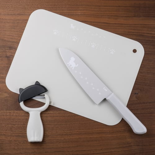 Kai Corporation Nyammy Cat Soft Sheet Cutting Board, Warm Gray, Made in Japan, DH2737