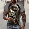 Fun 3D Animal Eagle Print Men's T-shirt Hip Hop Trend Street Casual Round Neck Short Sleeve Loose Top