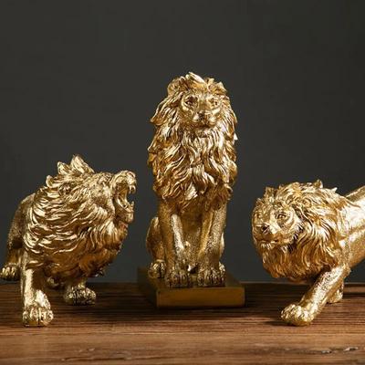 Статуэтка короля льва из смолы, декоративные фигурки для рабочего стола, фэншуй, украшения животных, декор для дома, гостиной, офиса