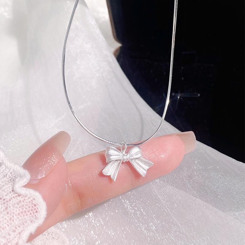 Милое женское ожерелье-бантик, минималистичный и минималистичный дизайн, нежное и свежее украшение на шею